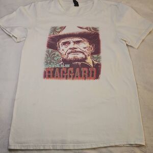 Anvil Merle Haggard White Graphic Tshirt Size Small